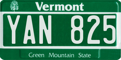 VT license plate YAN825