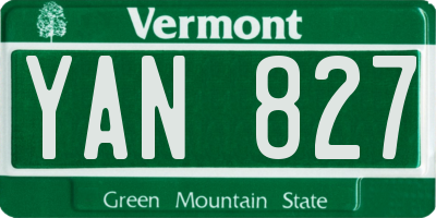 VT license plate YAN827