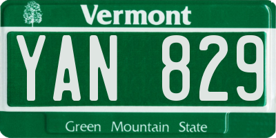 VT license plate YAN829