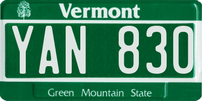 VT license plate YAN830