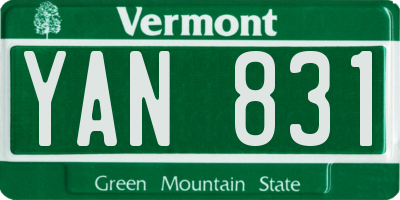 VT license plate YAN831