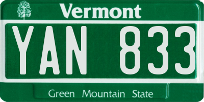 VT license plate YAN833