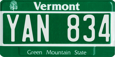 VT license plate YAN834