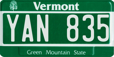 VT license plate YAN835