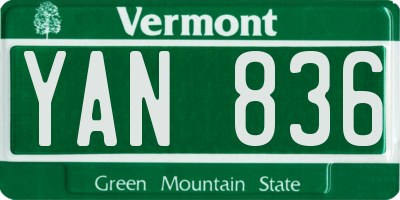 VT license plate YAN836