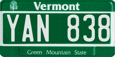 VT license plate YAN838