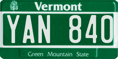 VT license plate YAN840