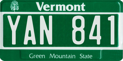 VT license plate YAN841