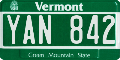 VT license plate YAN842
