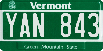 VT license plate YAN843