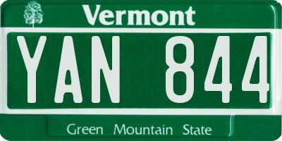 VT license plate YAN844