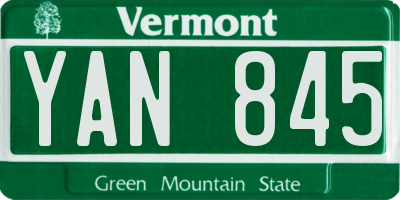 VT license plate YAN845