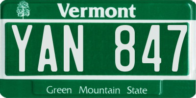 VT license plate YAN847