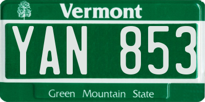 VT license plate YAN853