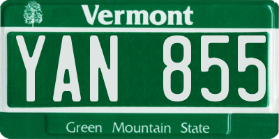 VT license plate YAN855