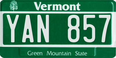 VT license plate YAN857