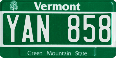 VT license plate YAN858