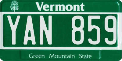 VT license plate YAN859