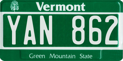VT license plate YAN862