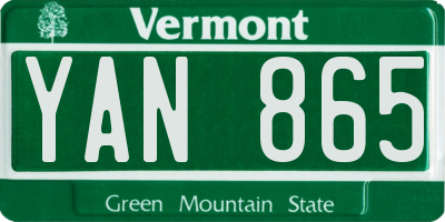 VT license plate YAN865