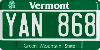 VT license plate YAN868