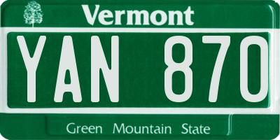 VT license plate YAN870