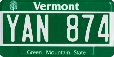 VT license plate YAN874