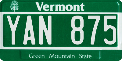 VT license plate YAN875