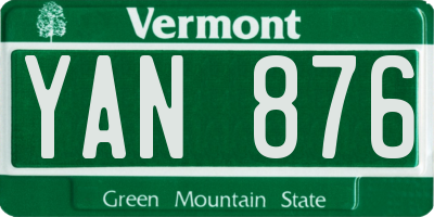 VT license plate YAN876