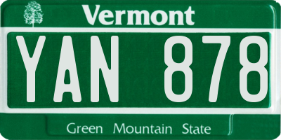 VT license plate YAN878