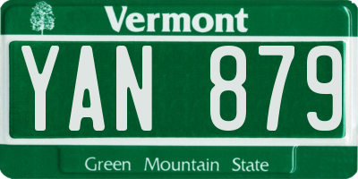 VT license plate YAN879