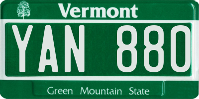 VT license plate YAN880