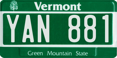 VT license plate YAN881