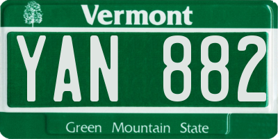 VT license plate YAN882