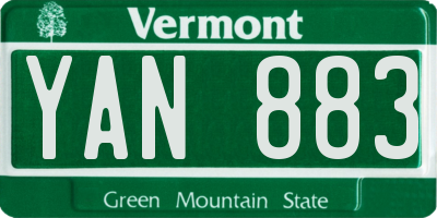 VT license plate YAN883