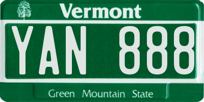 VT license plate YAN888