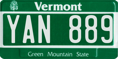 VT license plate YAN889