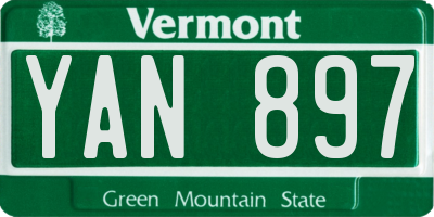 VT license plate YAN897