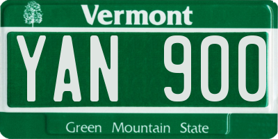 VT license plate YAN900