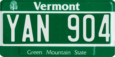 VT license plate YAN904