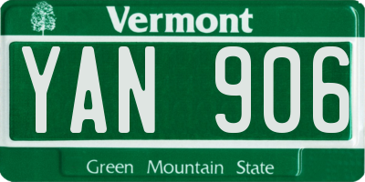 VT license plate YAN906