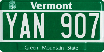 VT license plate YAN907