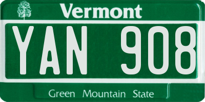 VT license plate YAN908