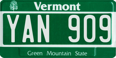 VT license plate YAN909