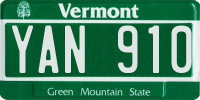VT license plate YAN910