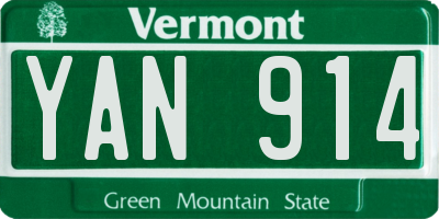 VT license plate YAN914