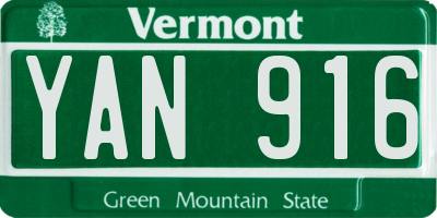 VT license plate YAN916