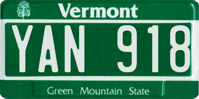 VT license plate YAN918