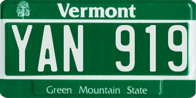 VT license plate YAN919