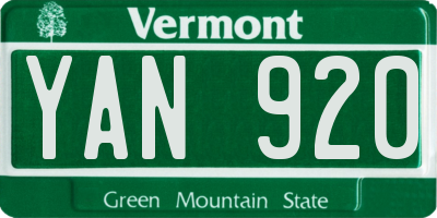 VT license plate YAN920